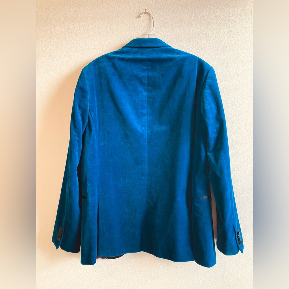 Tommy Hilfiger Deep Teal Velvet Blazer Slim Fit S/36 Black Lapel - Picture 10 of 16